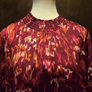 THML Red & Orange Patterned Blouse NWT